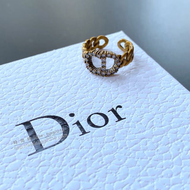 Dior飾品 迪奧經典熱銷款CD鑲嵌鑽戒指  zgd1459